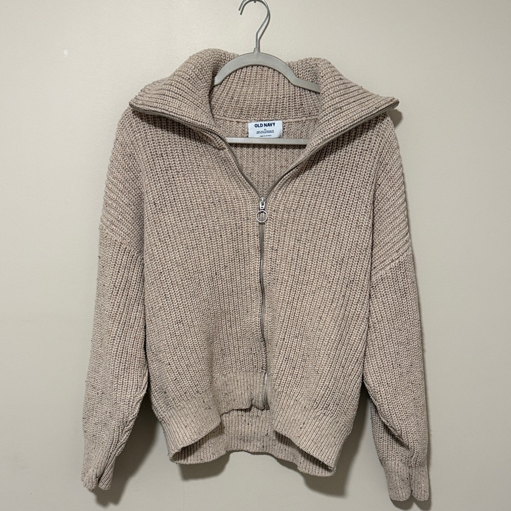 Old Navy Speckled Knit Zip Cardigan